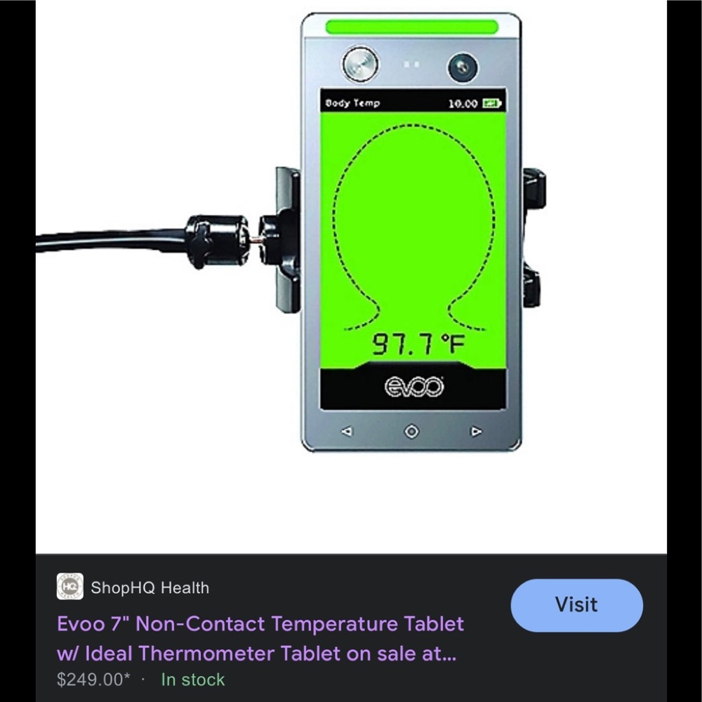 evoo temperature tablet with built-in non contact thermometer